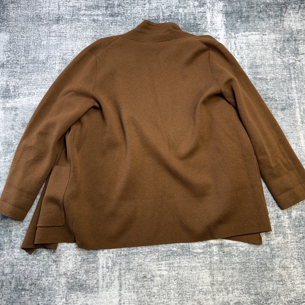 J Crew Eloise Sweater Blazer Women Medium Brown Knit Open Front Cardigan Pockets - Picture 6 of 10